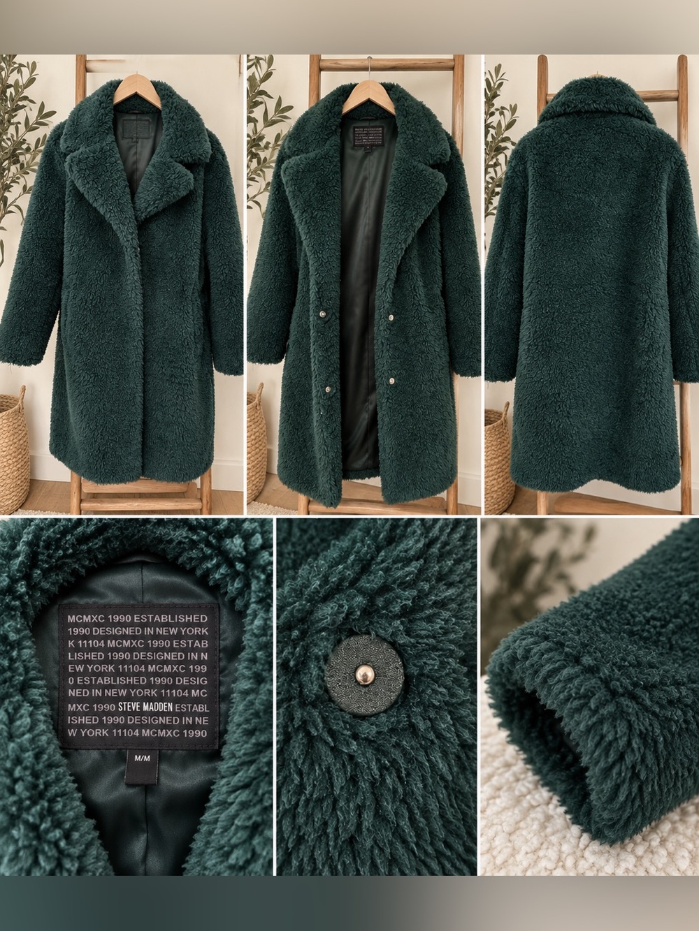 Steve Madden Dark Green Teddy Coat - Plush Faux Shearling